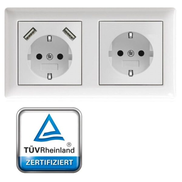 Gira System 55 Standard USB Steckdose Doppelsteckdose Reinweiß glänzend - Set