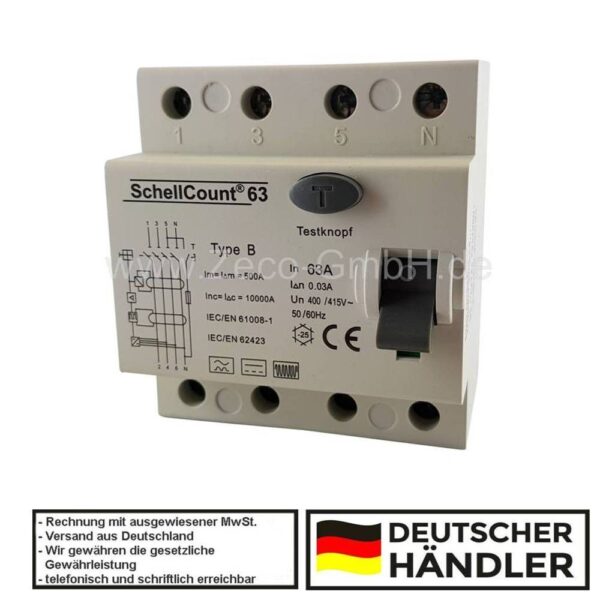 SchellCount63 Fehlerstromschutzschalter Allstromsensitiv Typ B 63A / 0