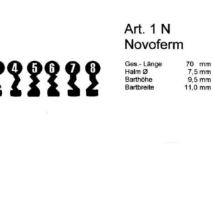 Buntbartschlüssel Artikel 1 N Novoferm (Börkey 952) Zimmertür Nummer 1 - 8