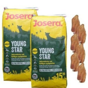 2x15kg Josera Nature YoungStar Junior Hundefutter + 6 x Kaninchenohren