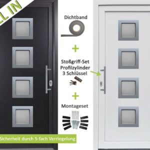 kuporta Kunststoff Haustür anthrazit / weiß Nebeneingangstür Kellertür Außentür