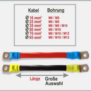 Batteriekabel Verlängerung Kabelbrücke - rot schwarz Kabel Ø 16 - 95 mm²