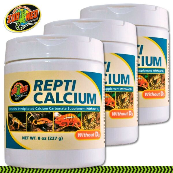 3xZoo Med Repti Calcium® ohne D3 227 g reines Kalziumcarbonat Nahrungsergänzung