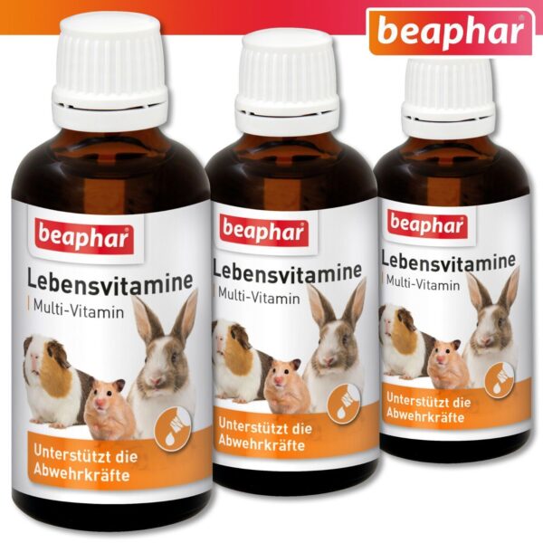 Beaphar 3 x 50 ml Lebensvitamine für Kleinsäuger