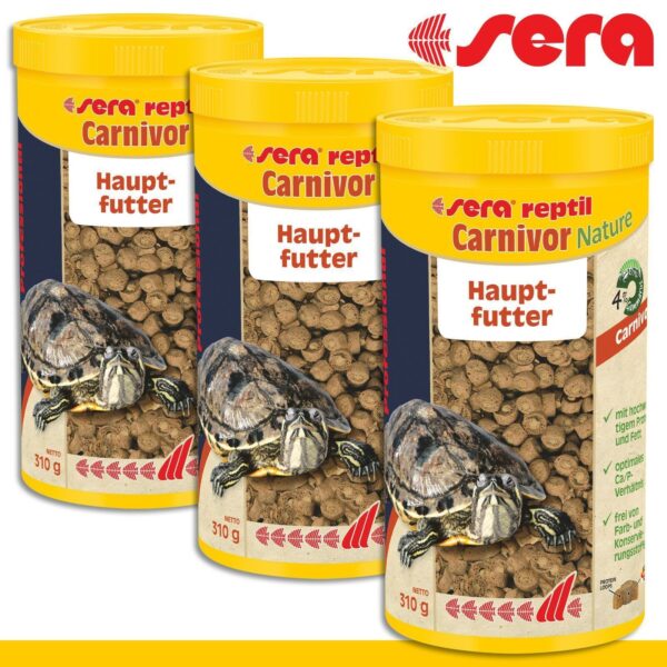 sera 3x 1000ml reptil Professional Carnivor Nature Schildkröten Futter Eidechsen