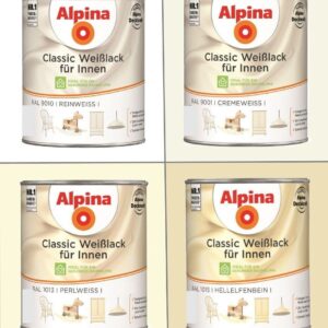 Alpina 750 ml Classic Weißlack Acryl-Lack für Holz Metall & Kunststoff