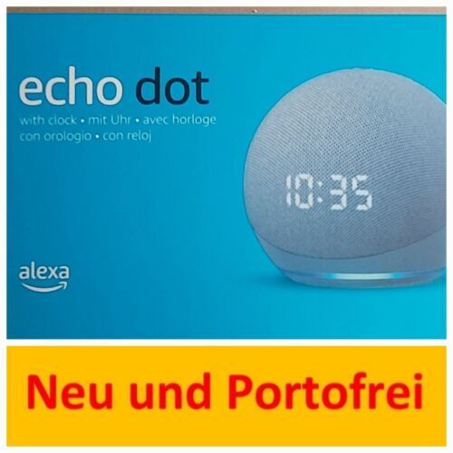 Amazon Alexa Echo Dot (4. Gen) Smart Lautsprecher mit Uhr - Blaugrau