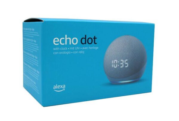 Amazon Echo Dot (4. Generation) blaugrau mit Uhr