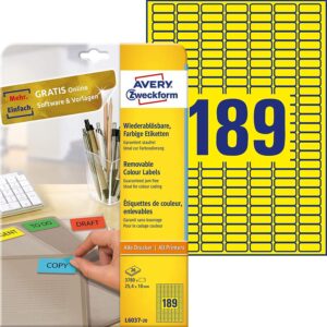 AVERY Zweckform L6037-20 Gelbe Etiketten (3.780 Aufkleber